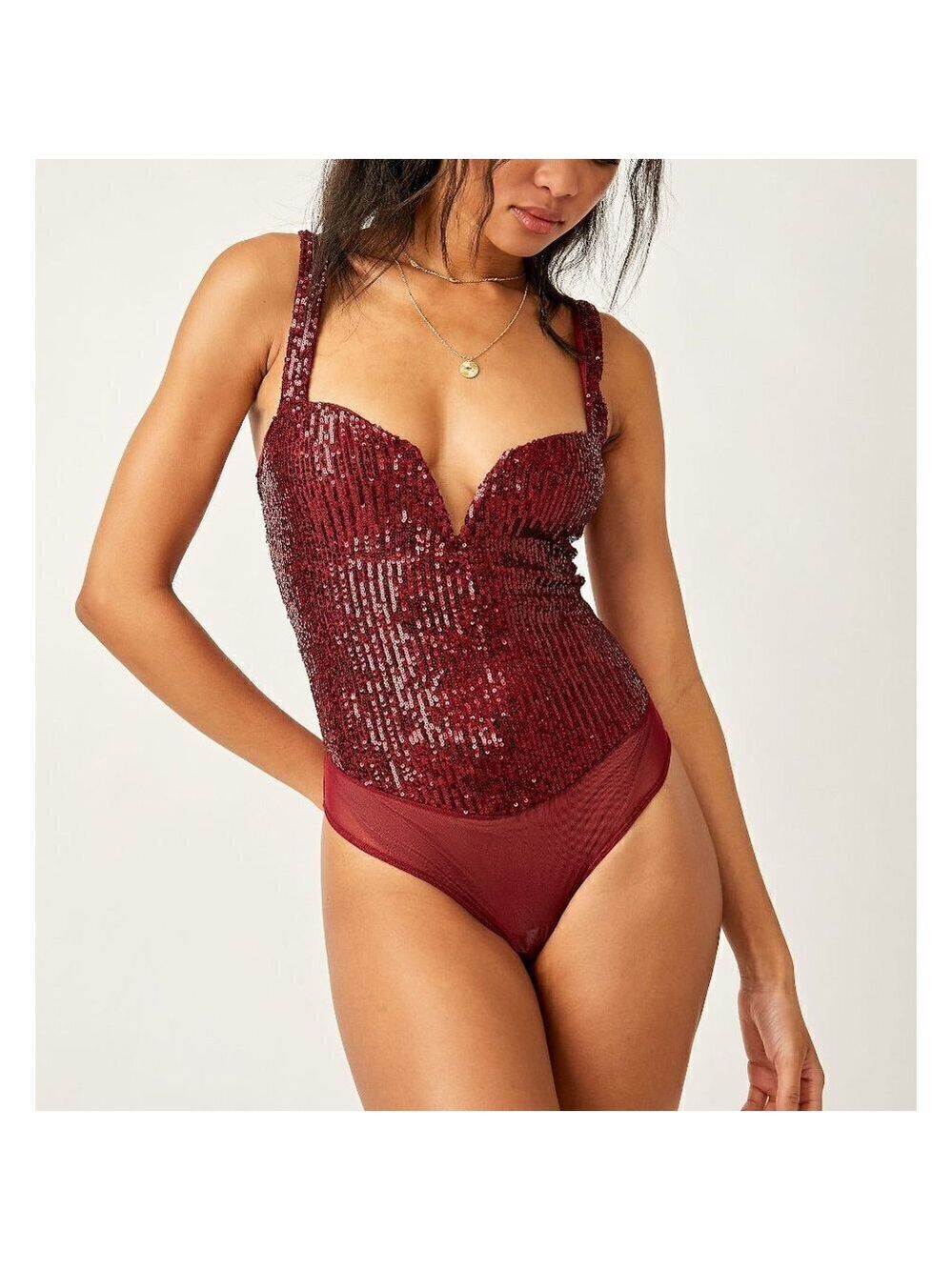 FREE PEOPLE Sparks Fly Bodysuit / Red Pop - Picture 2 of 7